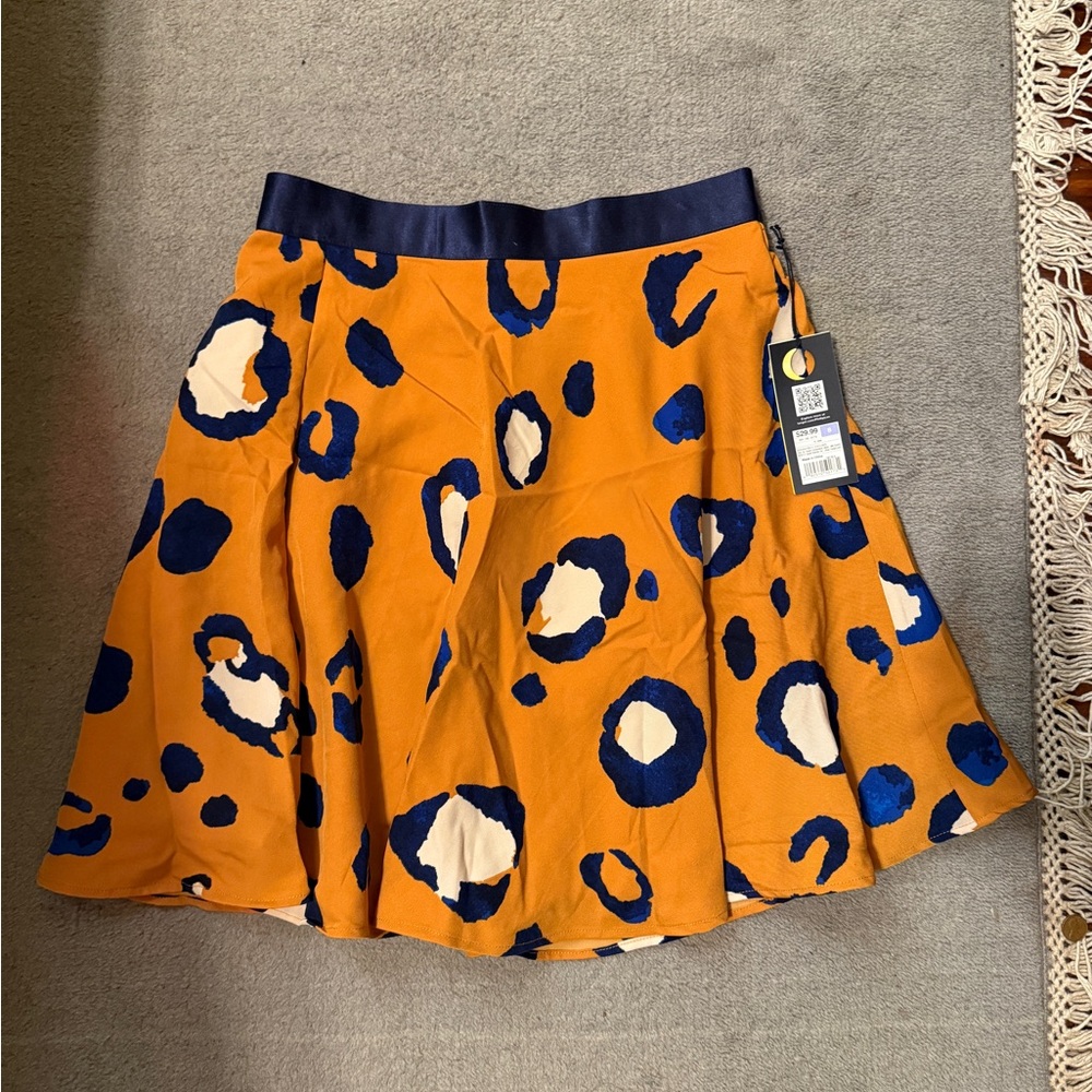 3.1 Phillip Lim for Target Skater Skirt Size 8 Orange Blue Cheetah Print NWT